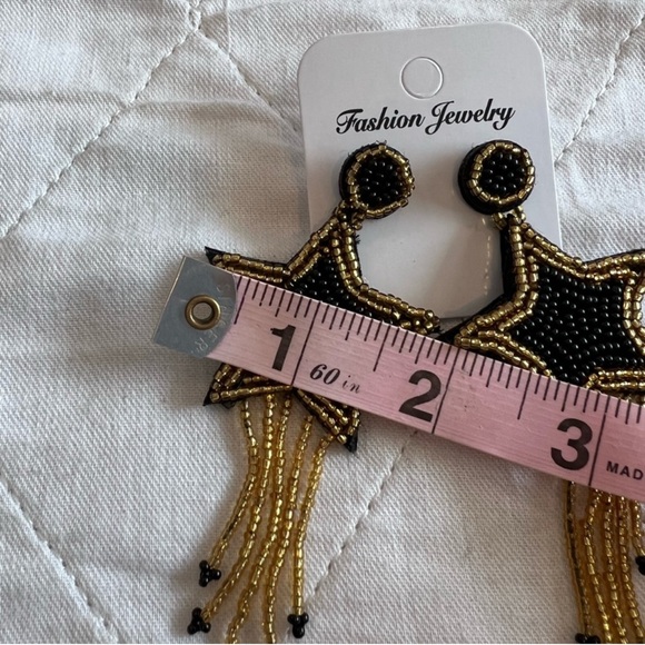 Shoot For The Stars ⭐️ Black Seed Bead Earrings NWT - Picture 8 of 12